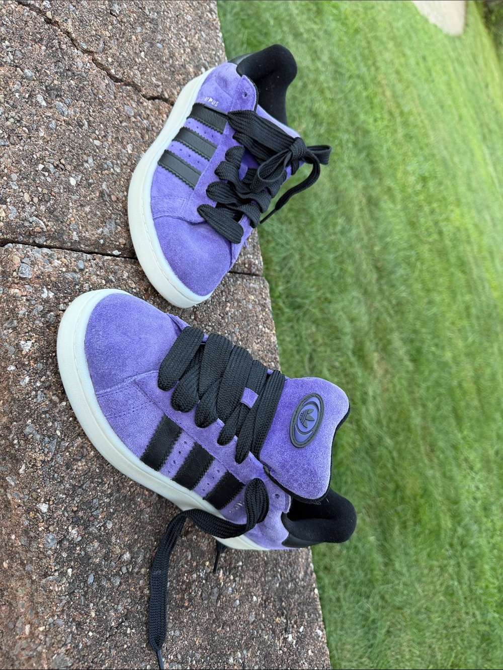 adidas Purple Suede campus Sneakers with Black Stripes